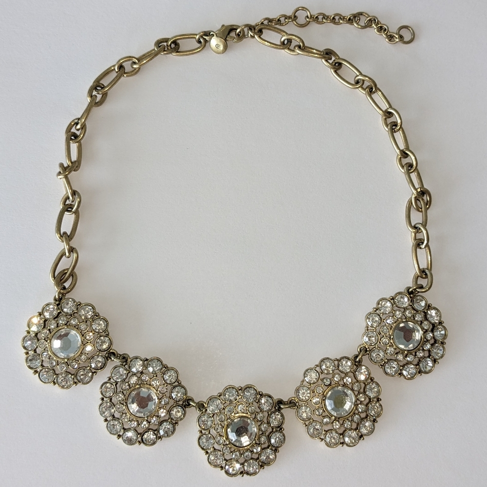 CHUNKY J. CREW GOLD TONE RHINESTONE NECKLACE
